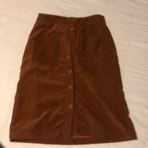 Office skirt midi corduroy orange size 4 women casual fall colour minimal